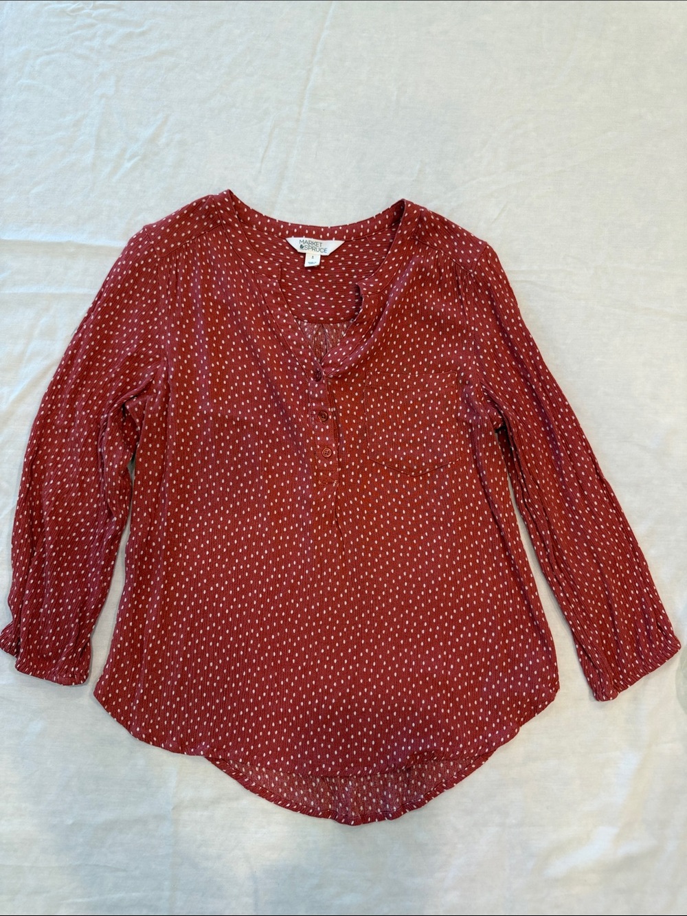 Stitch Fix Market & Spruce Rust Red Dot Henley Blouse